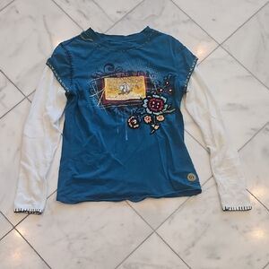 Double D Ranch Blue and White Long Sleeve Tee